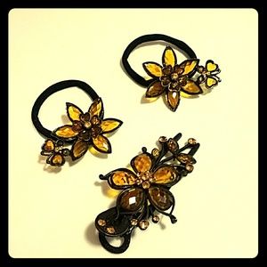 Amber like stone hair accessories